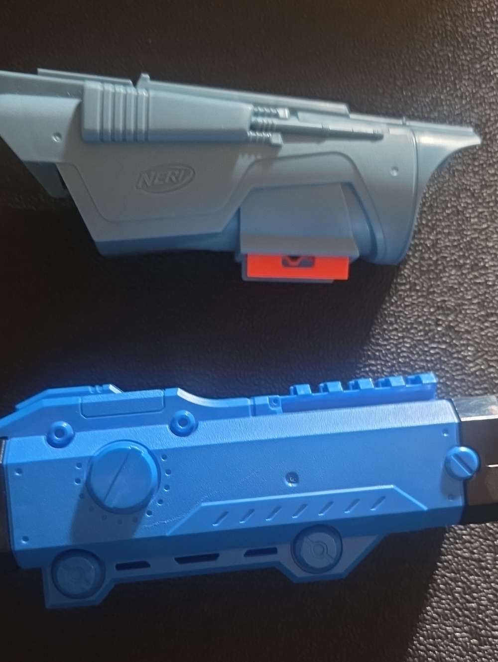 Nerf Blue and Light Gray Modular Blaster Sections with Orange Tab